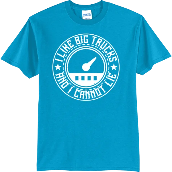 I Like Big Trucks Badge - Neon Blue